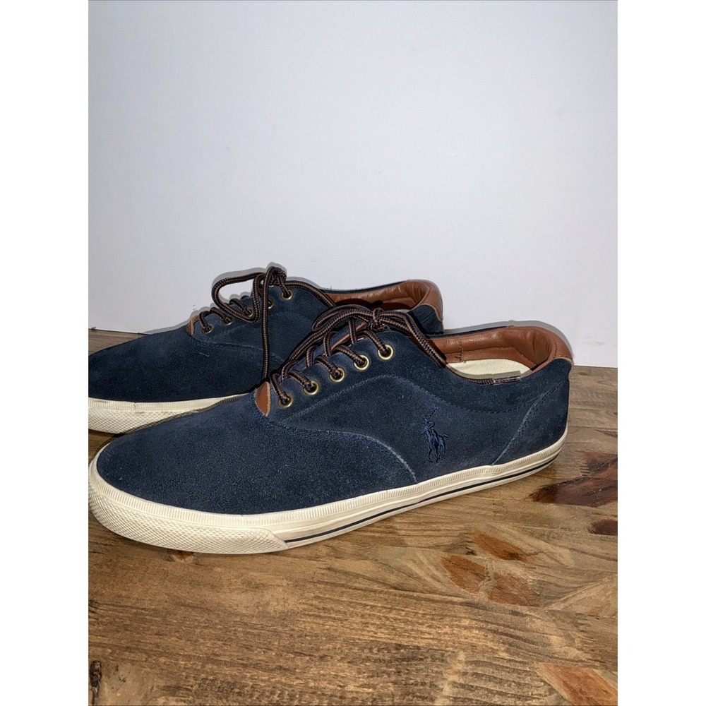 Polo Ralph Lauren Vaughn Navy Blue Suede Fashion Sneakers Men's Size 12D - Picture 4 of 10